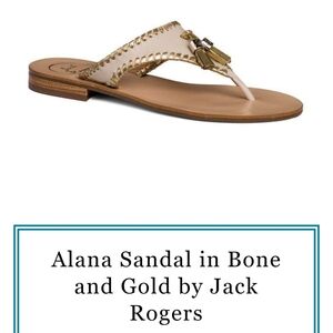 Jack Rogers Alana Sandal in Cream and Gold Size 10M In EUC